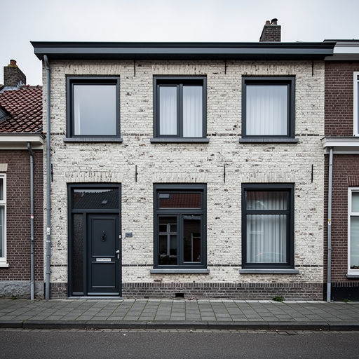 naoorlogse rijtjeswoning in Zoetermeer met antracietkleurige kunststof kozijnen in de voorgevel