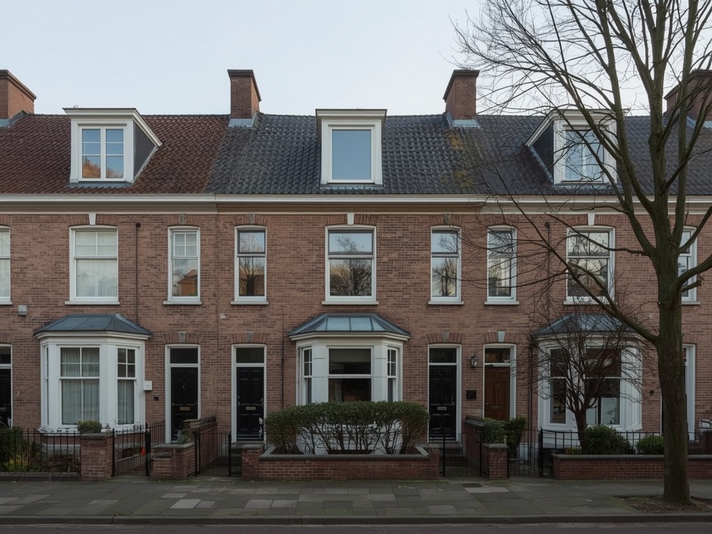 naoorlogse rijtjeswoning in Ter Aar met antraciet kunststof kozijnen in de voorgevel
