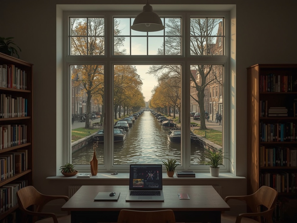 uitzicht vanuit woonkamer in Zoeterwoude door wit kunststof kozijn over weilanden en sloot