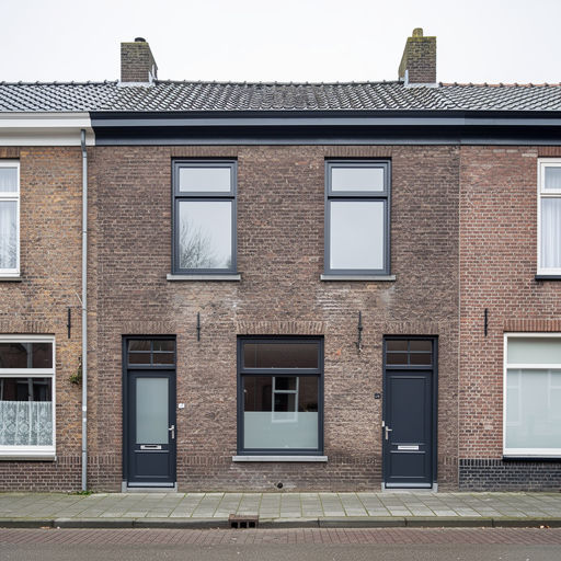 naoorlogse hoekwoning in Waddinxveen met antraciet kunststof kozijnen in de voorgevel