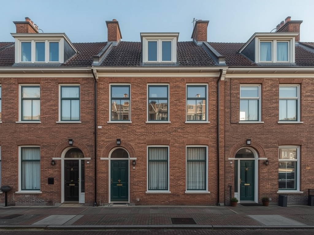 jaren 70 rijtjeswoning in Jacobswoude met antraciet kunststof kozijnen in de voorgevel