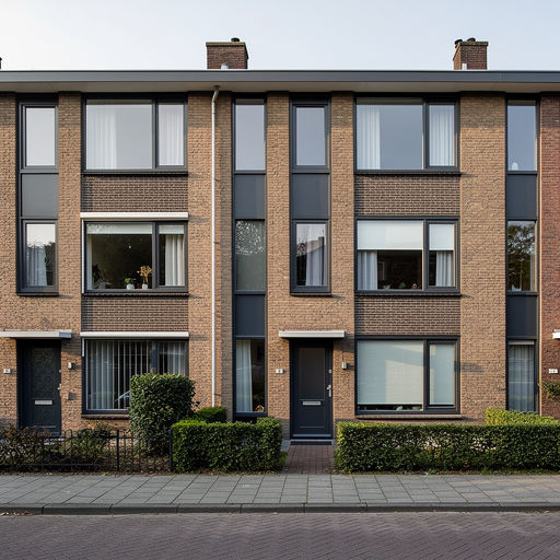 naoorlogse hoekwoning in Hillegom met antracietkleurige kunststof kozijnen aan de voorzijde