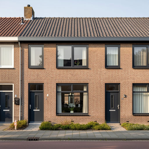 naoorlogse rijtjeswoning in Den Haag met antraciet kunststof kozijnen in de voorgevel