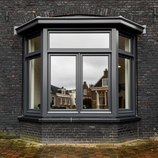Antracietkleurige kunststof ramen in een gerenoveerd Leids pand