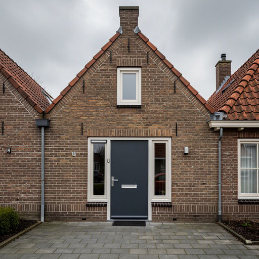 Kunststof voordeur aan de voorgevel van een woning in Leiden