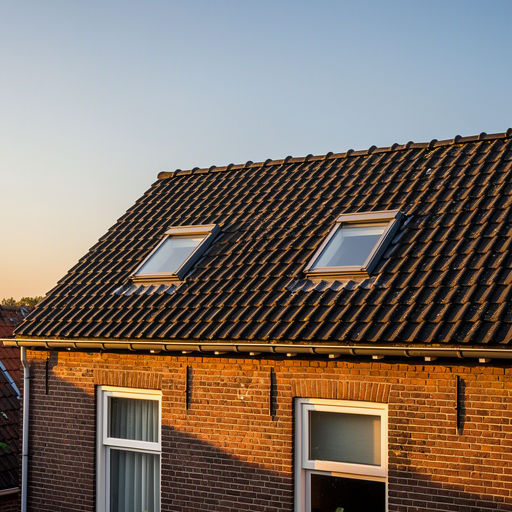 Kunststof dakraam in het schuine dak van een woning in Leiden